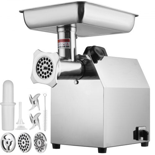 Electric Meat Grinder, 8.3 Lb/Min, 650W（4600W MAX) Industrial Meat Mincer with 2 Blade, 3 Grinding Plates, Sausage Maker & Kubbe Kit 304 Stainless Steel Commercial Meat Grinder, ETL Listed