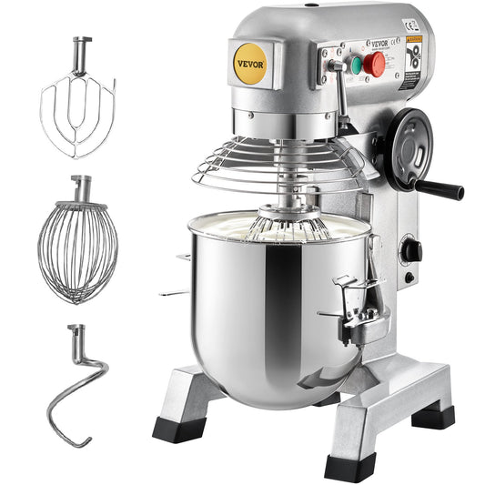 Commercial Stand Mixer, 10Qt Stainless Steel Bowl, 850W Heavy Duty Electric Food Mixer with 3 Speeds Adjustable 113/184/341 RPM, Dough Hook Whisk Beater Included, Perfect for Bakery Pizzeria