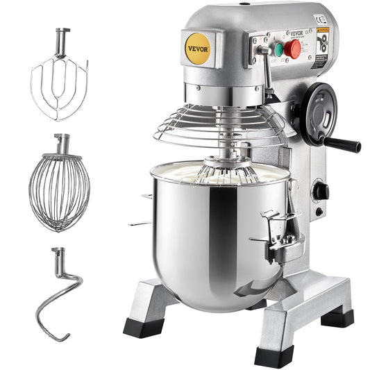 Commercial Stand Mixer, 15Qt Stainless Steel Bowl, 850W Heavy Duty Electric Food Mixer with 3 Speeds Adjustable 113/184/341 RPM, Dough Hook Whisk Beater Included, Perfect for Bakery Pizzeria