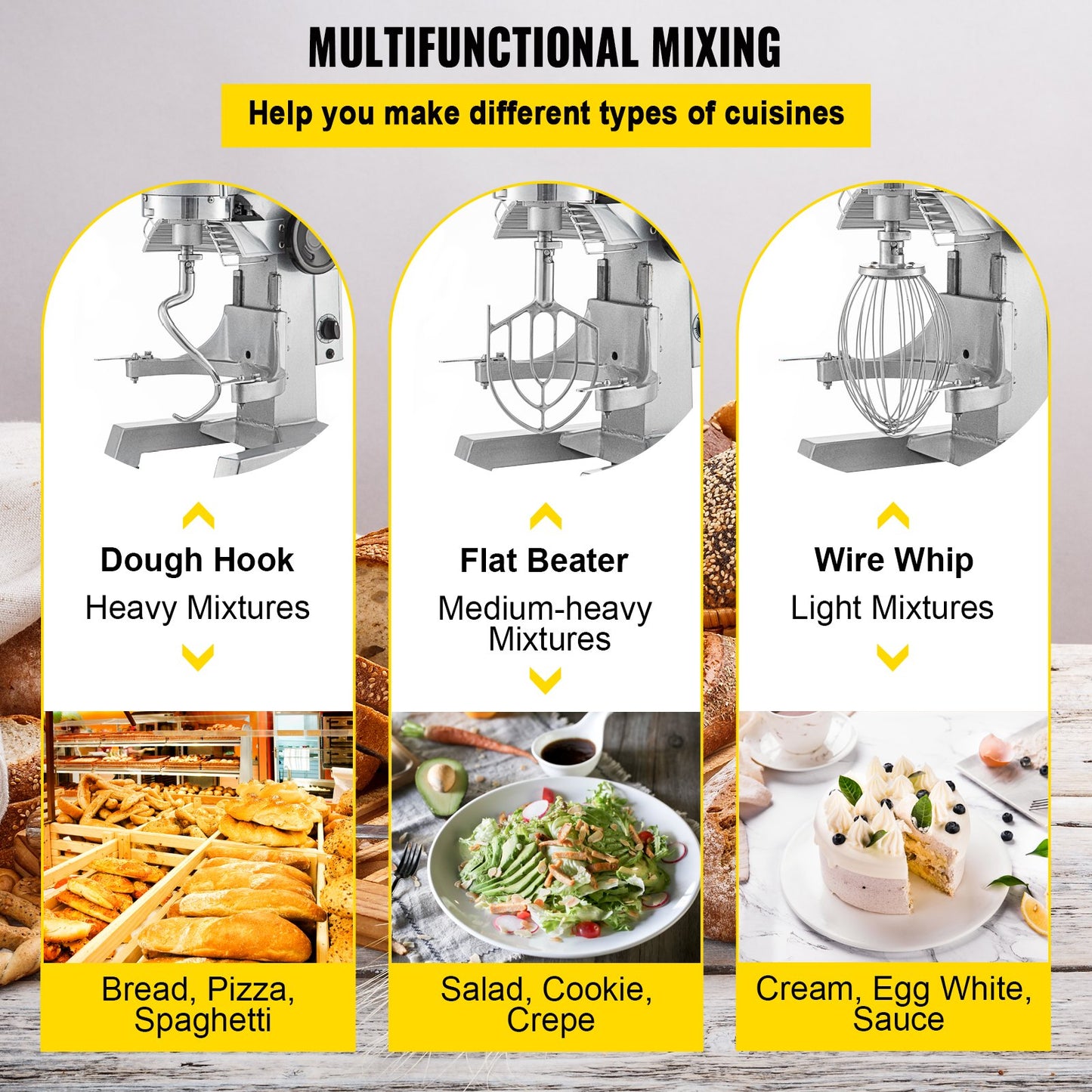 Commercial Stand Mixer, 30Qt Stainless Steel Bowl, 1500W Heavy Duty Electric Food Mixer with 3 Speeds Adjustable 108/199/382 RPM, Dough Hook Whisk Beater Included, Perfect for Bakery Pizzeria