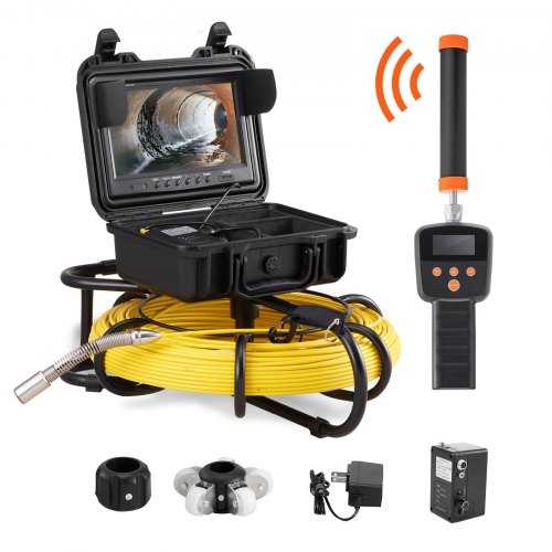 Sewer Camera Pipe Inspection Camera w/ 512hz Sonde 9in 720p Screen 300 ft