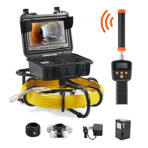 Sewer Camera Pipe Inspection Camera w/ 512hz Sonde 9in 720p Screen 165 ft