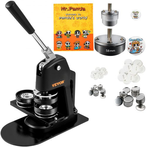 Button Maker Machine, Multiple Sizes 1+2.25 Inch Badge Punch Press Kit, Children DIY Gifts Pin Maker, Button Making Supplies with 500pcs Button Parts & Circle Cutter & Magic Book