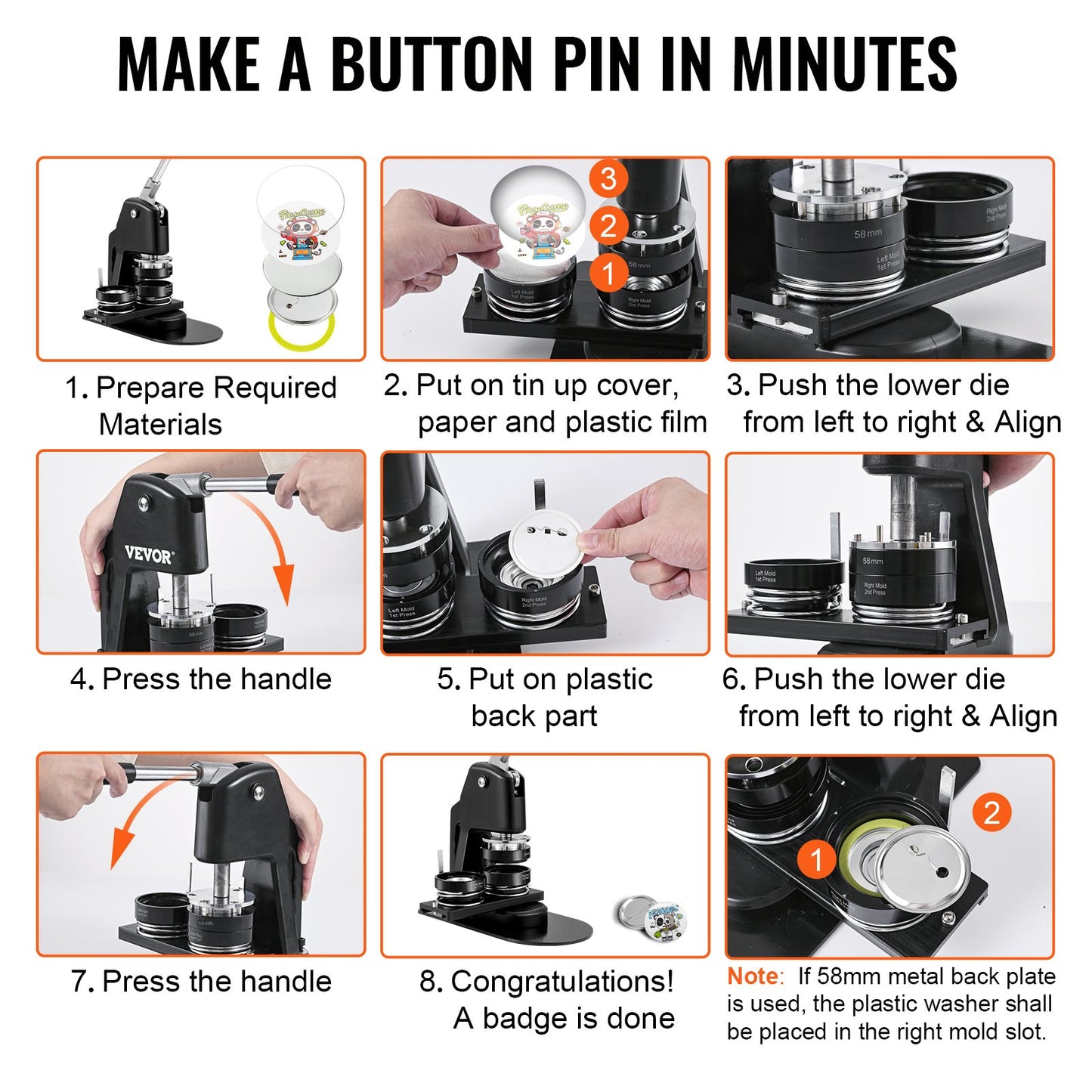 Button Maker Machine, Multiple Sizes 1+2.25 Inch Badge Punch Press Kit, Children DIY Gifts Pin Maker, Button Making Supplies with 500pcs Button Parts & Circle Cutter & Magic Book