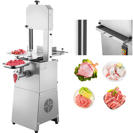 Commercial Electric Meat Bandsaw, 1100W Bone Cutting Machine, Stainless Steel Blade Bone Sawing Machine, 24x18 inch Workbench Meat Cutting Bandsaw Cutting Thickness 0-8.3 inch for Fish Pork Beef