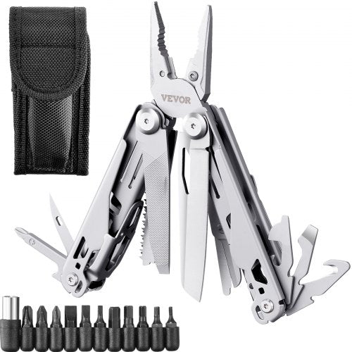 17-In-1 Multitool Pliers, Multi Tool Pliers, Cutters, Knife, Scissors, Ruler, Screwdrivers, Wood Saw, Can Bottle Opener, with Safety Locking and Sheath, for Survival, Camping, Hunting and Hiking