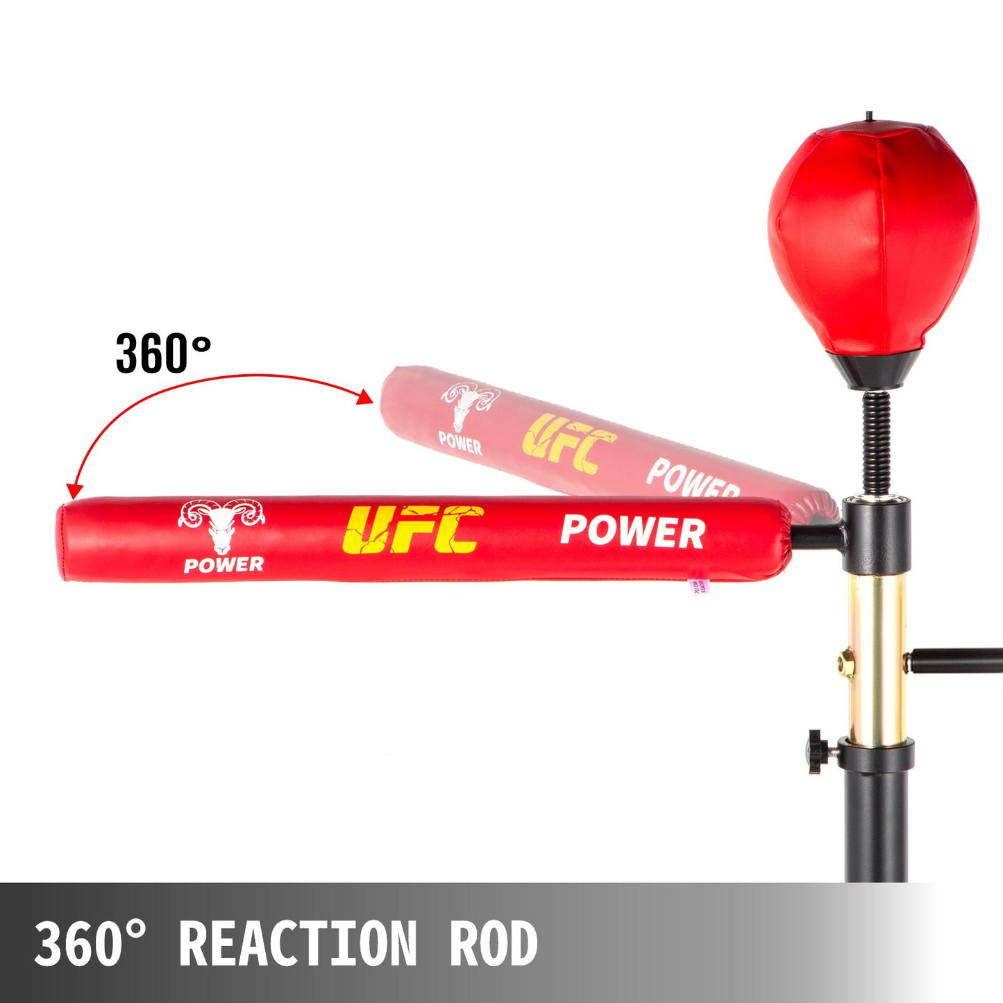 Reflex Bag Freestanding Height Adjustable Spinning Bar with Boxing Gloves Speed Bag Stand Up Boxing Bar Punching Bag Set with Stand for MMA Training, Stress Relief, Fitness(Red,1 Rod)