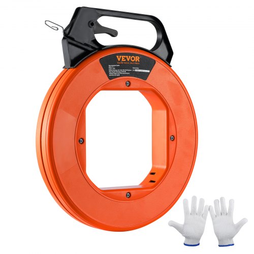 Fish Tape, 240-foot, 1/8-inch, Steel Wire Puller with Optimized Housing and Handle, Easy-to-Use Cable Puller Tool, Flexible Wire Fishing Tools for Walls and Electrical Conduit, Non-Conductive
