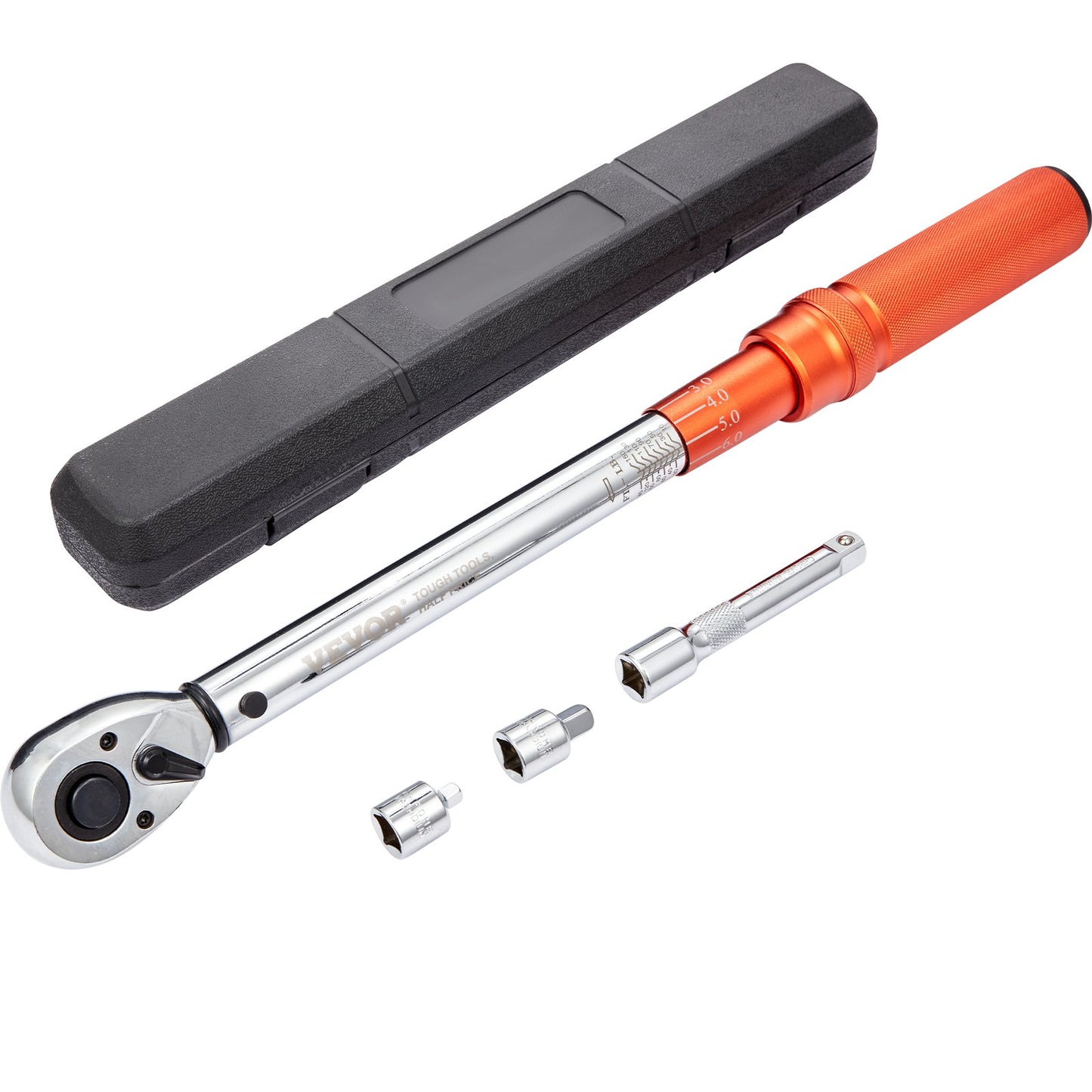 Torque Wrench, 1/2-inch Drive Click Torque Wrench 10-150ft.lb/14-204n.m, Dual-Direction Adjustable Torque Wrench Set, Mechanical Dual Range Scales Torque Wrench Kit with Adapters Extension Rod