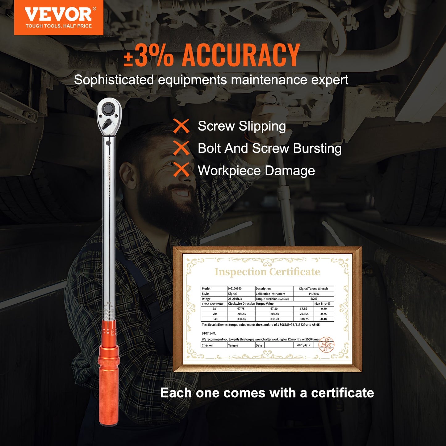 Torque Wrench, 1/2-inch Drive Click Torque Wrench 20-250ft.lb/34-340n.m, Dual-Direction Adjustable Torque Wrench Set, Mechanical Dual Range Scales Torque Wrench Kit with Adapters Extension Rod
