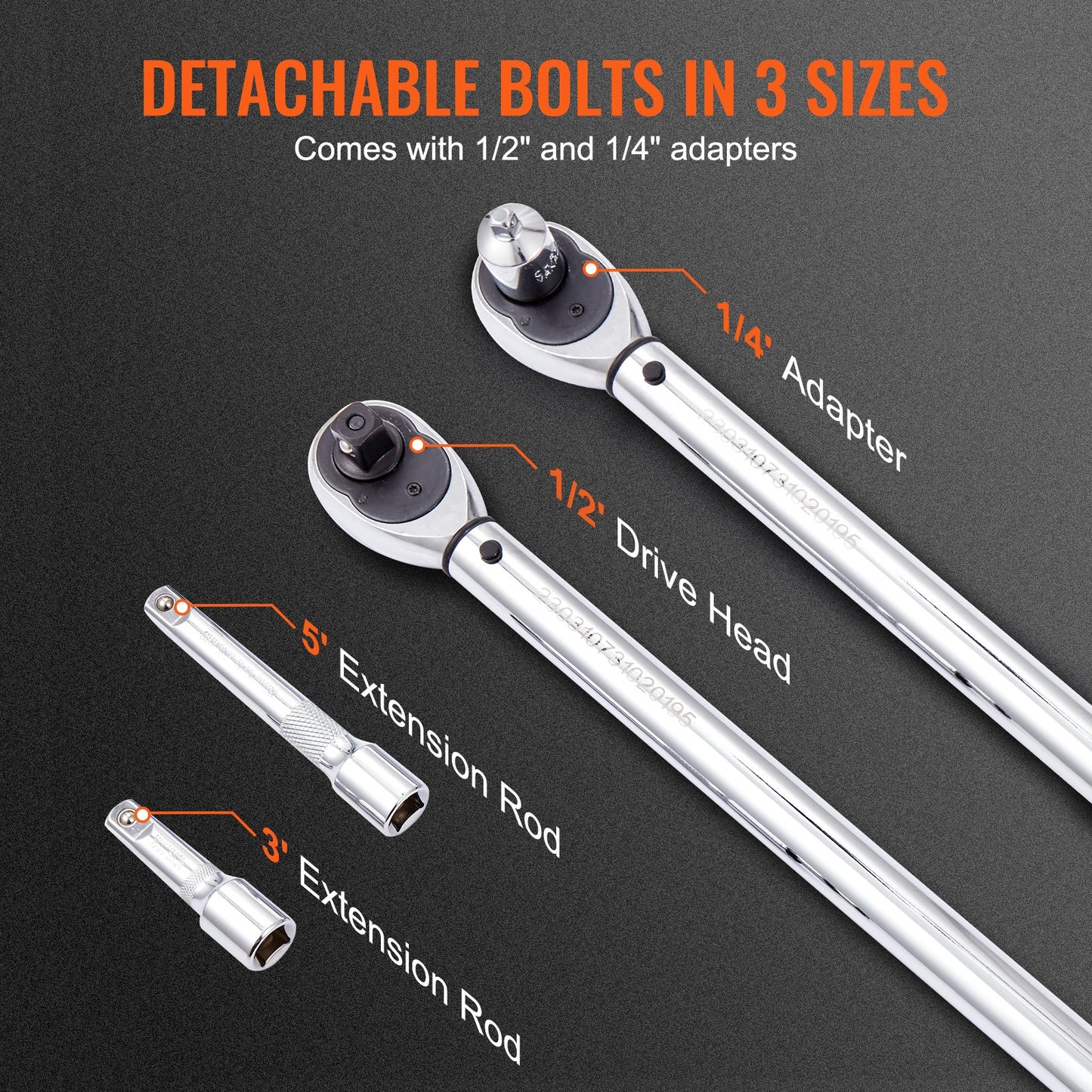 Torque Wrench, 1/2-inch Drive Click Torque Wrench 20-250ft.lb/34-340n.m, Dual-Direction Adjustable Torque Wrench Set, Mechanical Dual Range Scales Torque Wrench Kit with Adapters Extension Rod