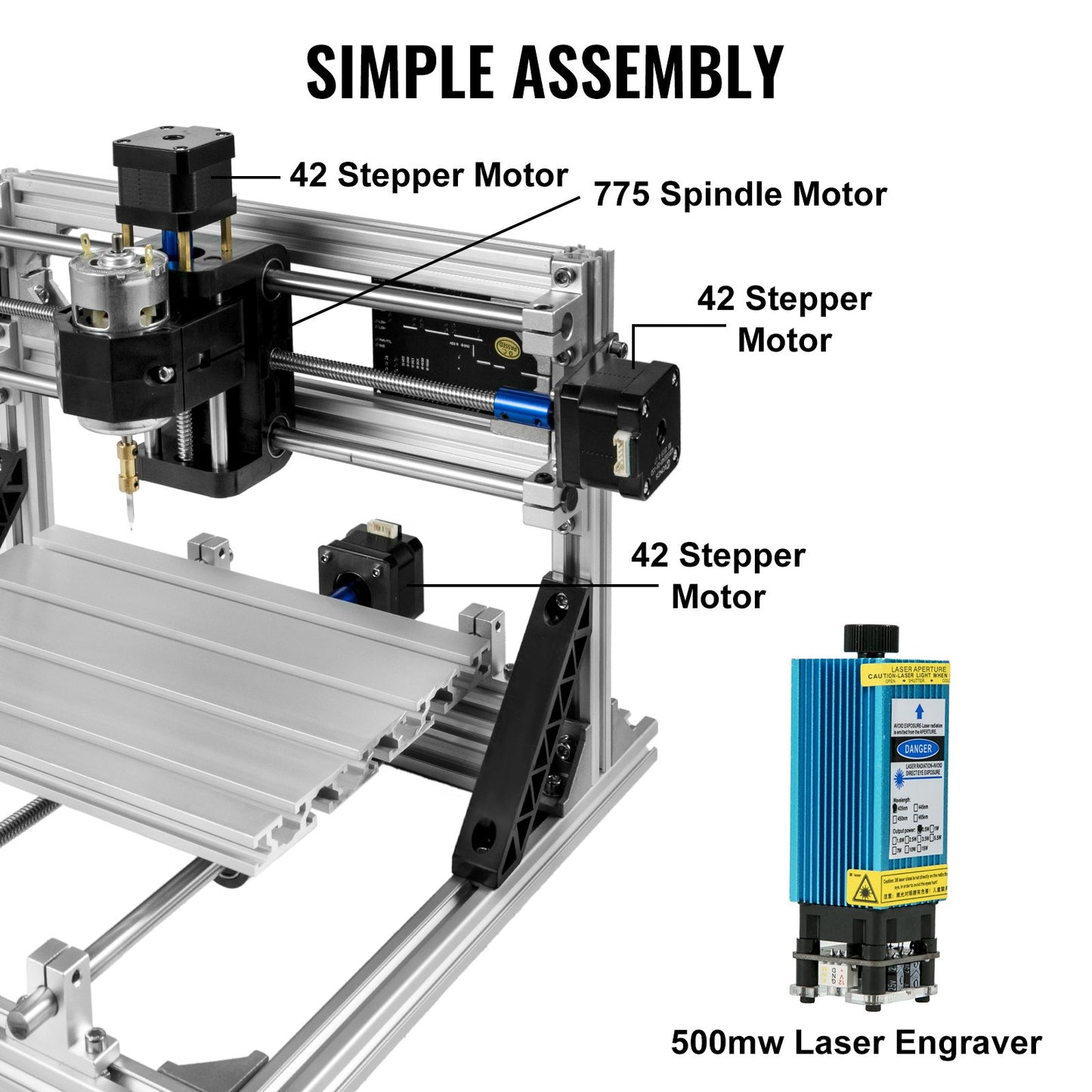 2418 CNC Router Kit Wood Router Kit 500mw Laser Engraver GRBL Control DIY CNC Machine 3 Axis PCB PVC Milling Machine with Offline Controller 240x180x40mm