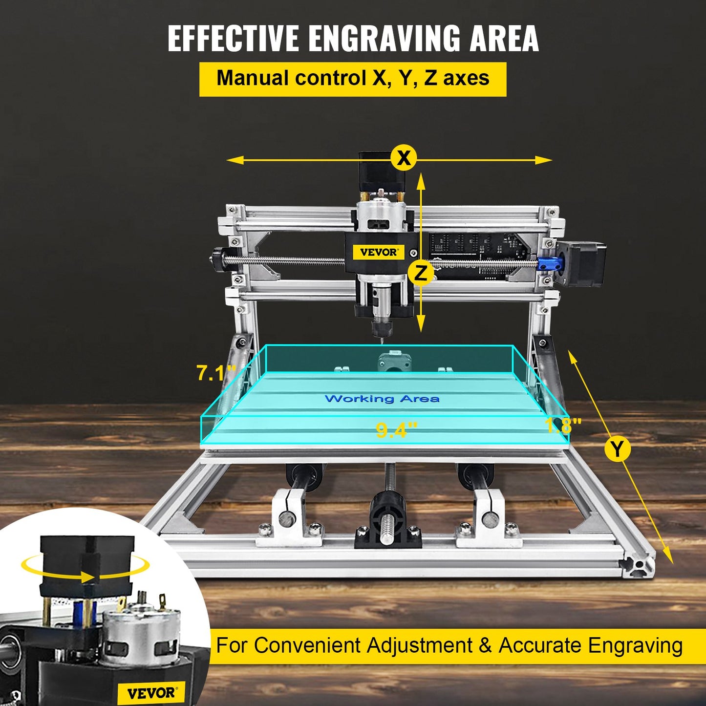 3 Axis 2418 Grbl Control CNC Router Engraving Machine 240X180X40mm for Wood PVC Carving Molding Material (Basic)