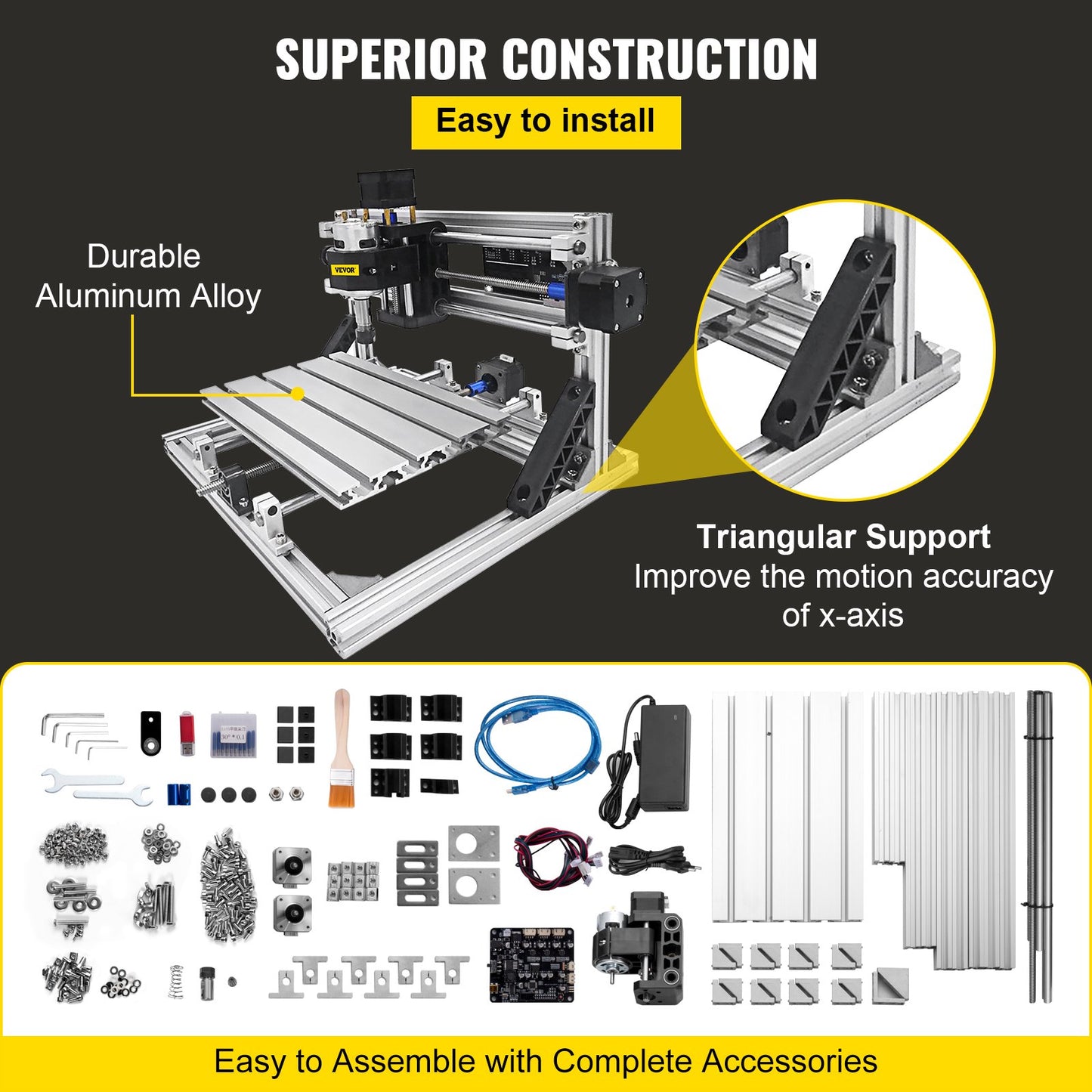 3 Axis 2418 Grbl Control CNC Router Engraving Machine 240X180X40mm for Wood PVC Carving Molding Material (Basic)