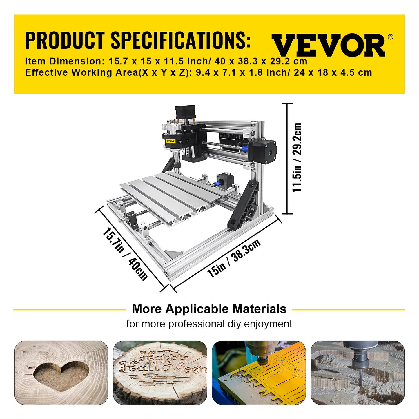 3 Axis 2418 Grbl Control CNC Router Engraving Machine 240X180X40mm for Wood PVC Carving Molding Material (Basic)