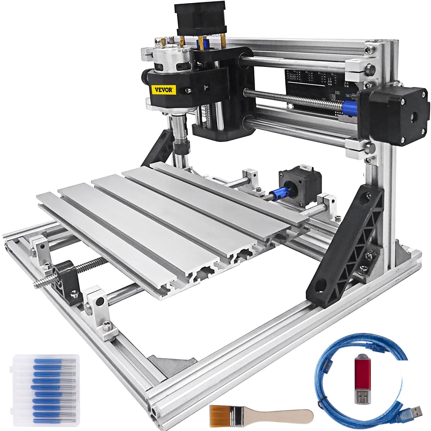 3 Axis 2418 Grbl Control CNC Router Engraving Machine 240X180X40mm for Wood PVC Carving Molding Material (Basic)