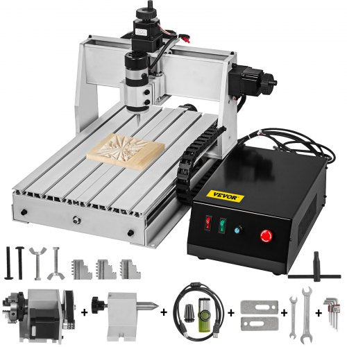 CNC Router Engraver Kit 3040 CNC Router 4 Axis USB Port CNC Router Engraver Machine 500W CNC Router Engraving Drilling Milling Machine for DIY