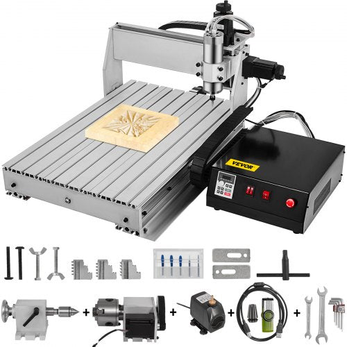CNC Router 6040 4 Axis CNC Router Machine 600x400mm CNC Router Kit 1000W MACH3 Control Large 3D Engraving Machine CNC Router Kit with USB