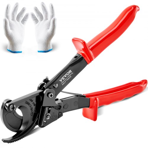 Ratcheting Cable Cutter, 10" Ratchet Wire and Cable Cutter, Cut up to 240 mm², with Comfortable Grip Handles, Easy to Use Quick-Release Lever, Silicon-Manganese Spring Steel Blade