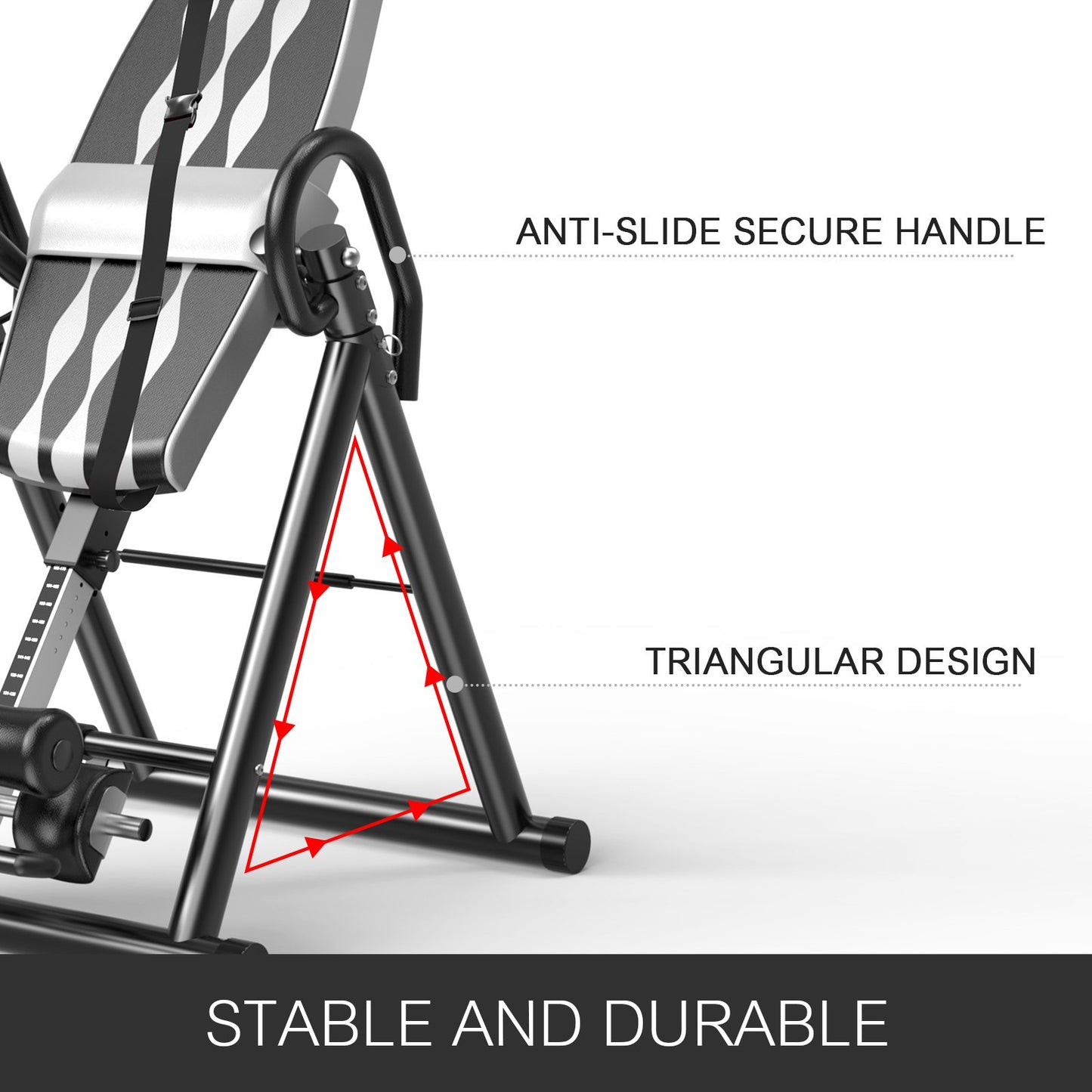 Grey Premium Gravity Inversion Table Waist Inflatable Adjustment with Protective Belt Back Therapy Fitness Adjustable Height Inversion Table Foldable