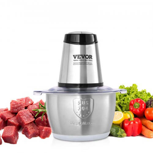 Electric Food Chopper Processor 8 Cup Stainless Steel Bowl Meat Grinder