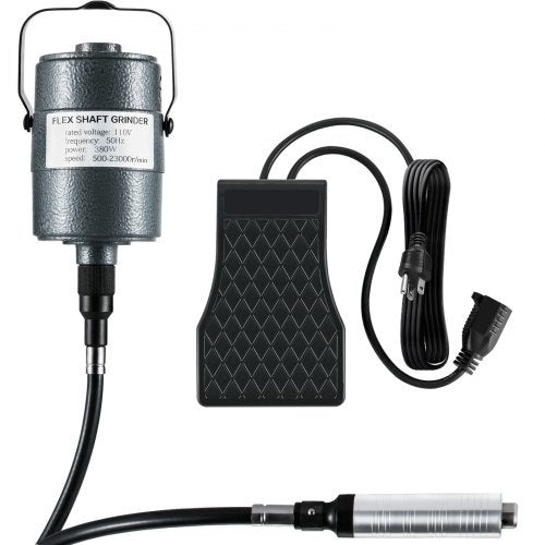 Flex S haft Grinder 380W Rotary Tool 500-23000RPM Rotary Carver with 1/4" 3-Jaw Chuck & Stepless Speed Foot Pedal Hanging Grinding Machine 131PCS Accessories for Jewelry Polishing Grinding DIY