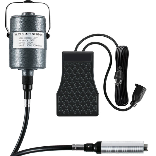 Flex S haft Grinder 380W Rotary Tool 500-23000RPM Rotary Carver with 1/4" 3-Jaw Chuck & Stepless Speed Foot Pedal Hanging Grinding Machine 131PCS Accessories for Jewelry Polishing Grinding DIY