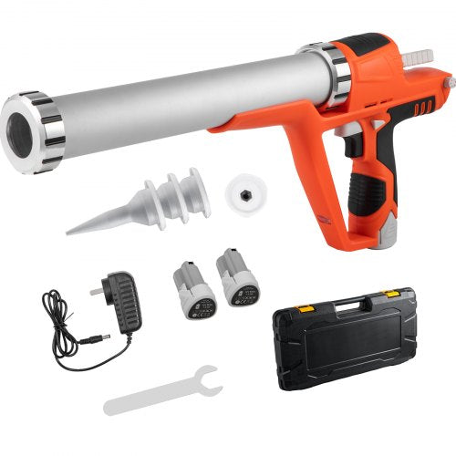 Sausage Caulking Gun 10/20-Ounce Electric Caulking Gun Aluminum 300ml Cartridge/600ml Sausage Cartridge Gun Packs 21.6x10.2in Dual-Use Hand Tool 6500?N Caulking Gun Kit with 5 Cones Nozzles