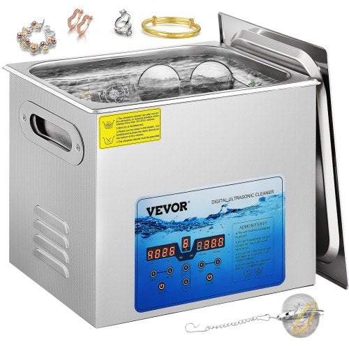 Ultrasonic Cleaner, 36KHz~40KHz Adjustable Frequency, 10L 220V, Ultrasonic Cleaning Machine w/ Digital Timer and Heater, Lab Sonic Cleaner for Jewelry Watch Eyeglasses Coins, FCC/CE/RoHS Listed