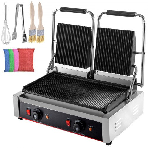 Commercial Sandwich Press 220V Electric Sandwich Press Grill 3600W Sandwich Press Maker Toaster Double Heads Panini Grill Press Toaster Sandwich Commercial Machine