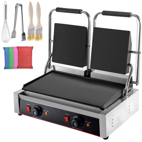 Commercial Panini Press Grill 220V Electric Sandwich Press Grill 3600W Sandwich Press Maker Toaster Double Heads Panini Grill Press Toaster Sandwich Commercial Machine for Kitchen