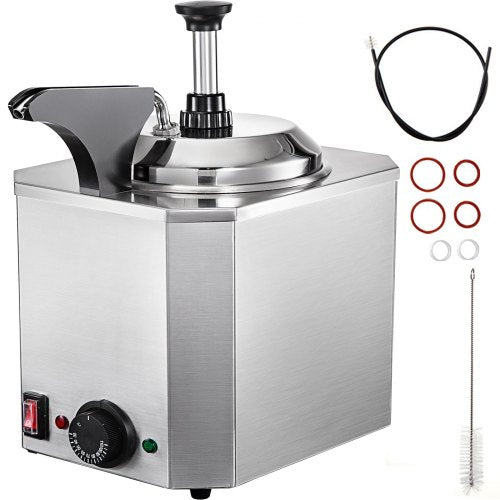 Fudge Warmer 1 Pump Hot Cheese Pump Stainless Steel Cheese Pump 30-110℃ Nacho Cheese Warmer with Heating Block Nacho Cheese Dispenser with Pump 10-30ML Per Time For Hot Fudge Cheese Caramel