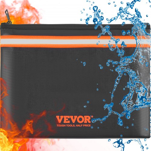 Fireproof Document Bag, 13.4"x10" Fireproof Money Bag 2000℉, Fireproof and Waterproof Bag with A Card Pocket, Zipper, and Reflective Strip, for Money, Documents, Jewelry and Passport