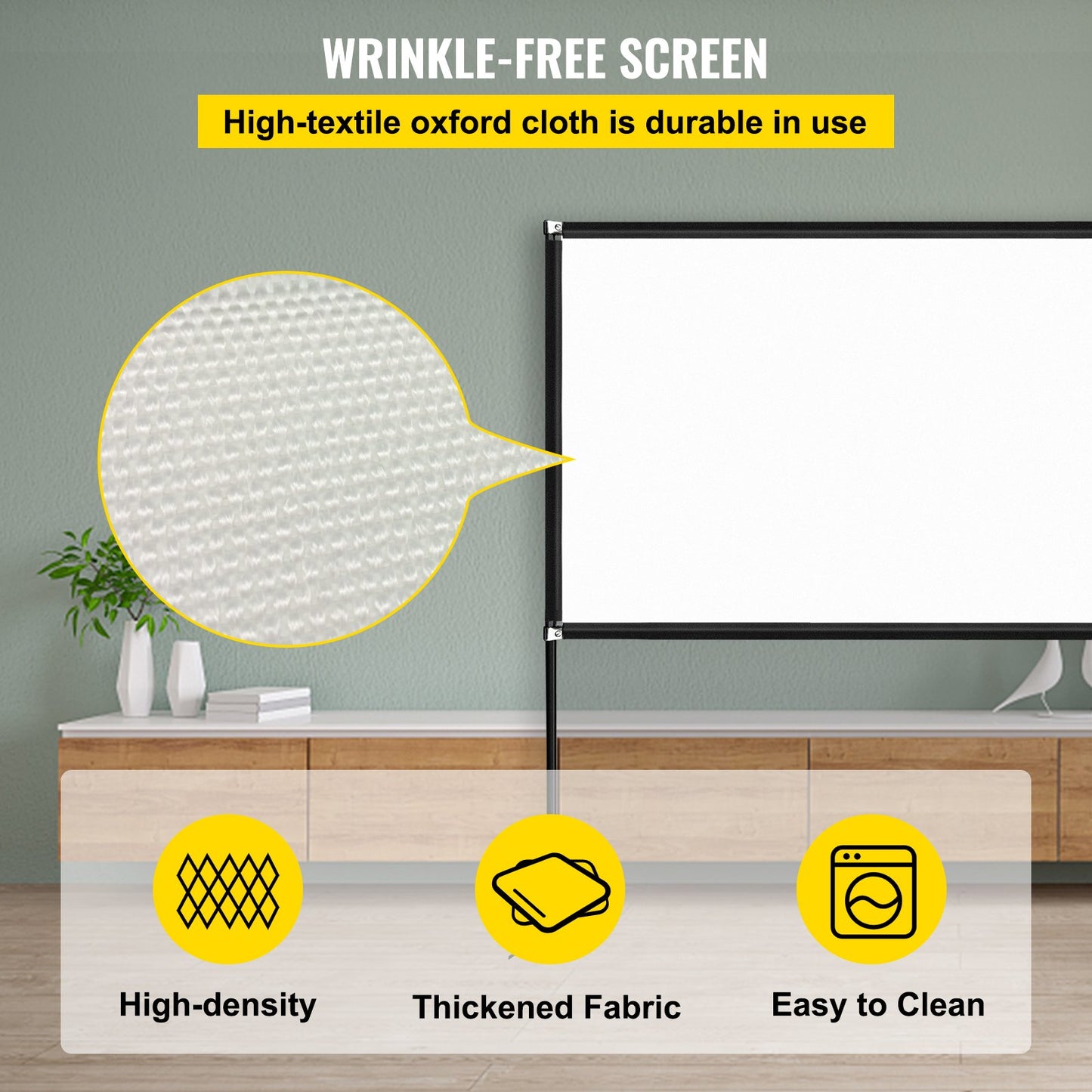 Outdoor Movie Screen, 135" Portable Movie Screen, 16:9 HD Wide Angle Outdoor Projector Screen, Easy Assembly Portable Projector Screen w/ Storage Bag & Stand, Projector Screen for Outdoor Use