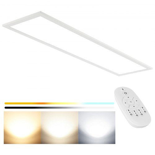 LED Ceiling Light with Remote Control, 5000LM 50W, Dimmable LED Panel Light Fixture with Adjustable Color Temperature 2700K-6500K, 1200 x 300 x 53 mm Lamp for Home Office Classroom Dining Room