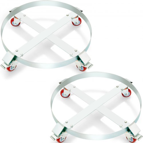 2PCS 55 Gallon Heavy Duty Drum Dolly, 1000 lbs Load Capacity, Barrel Dolly Cart Drum Caddy, Non Tipping Hand Truck Capacity Dollies with Steel Frame 4 Swivel Casters Wheel, for Drum Handling