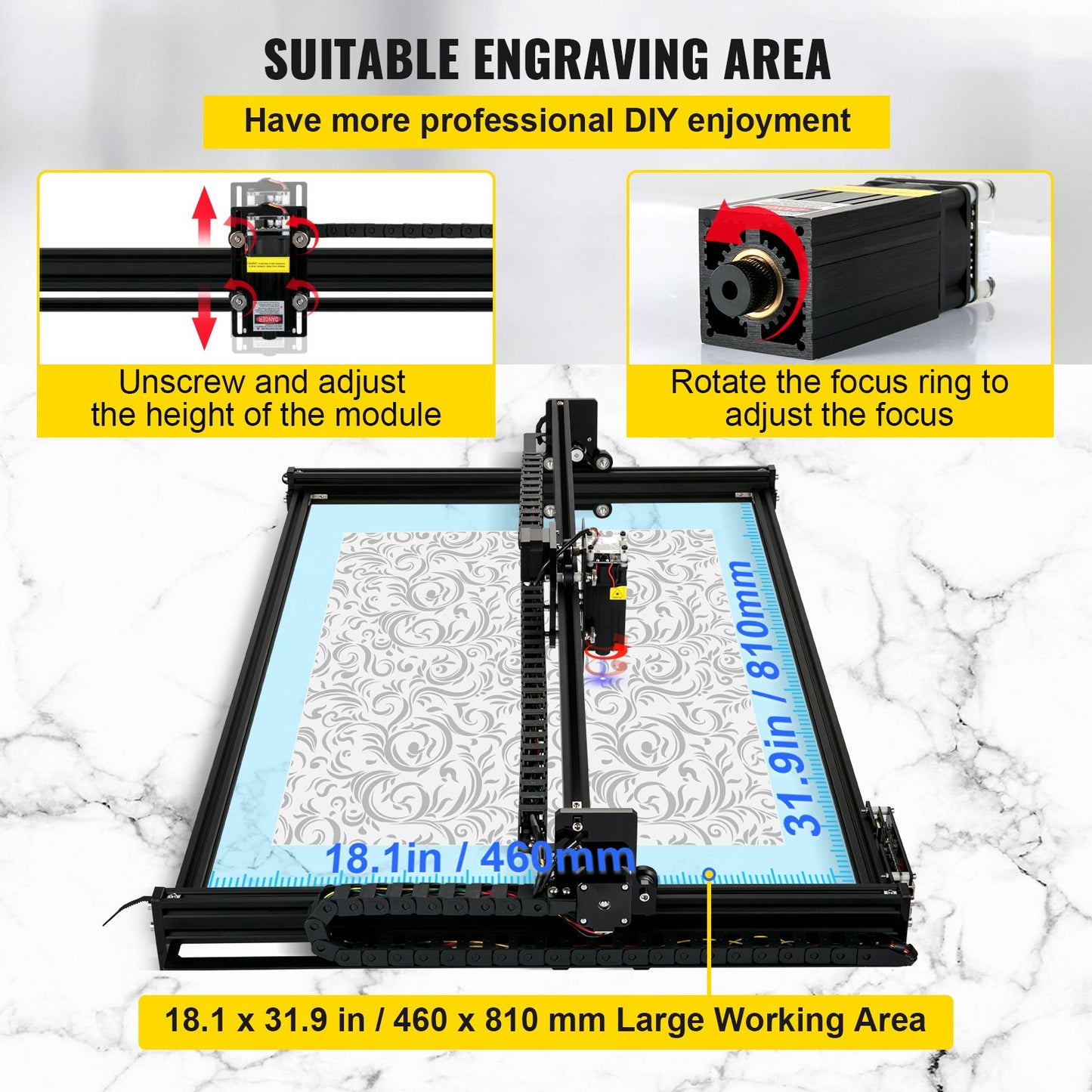 Desktop Laser Engraver 18.1"x31.9" Large Engraving Area 7.5W Laser Power