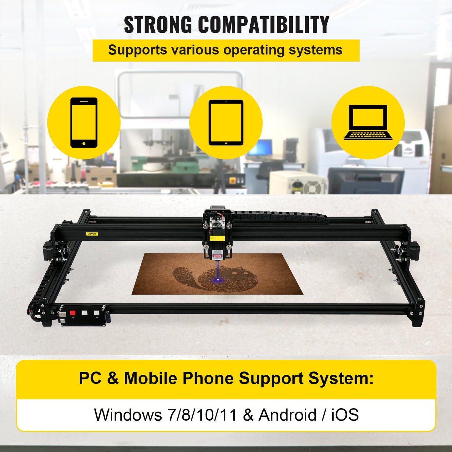 Desktop Laser Engraver 18.1"x31.9" Large Engraving Area 7.5W Laser Power