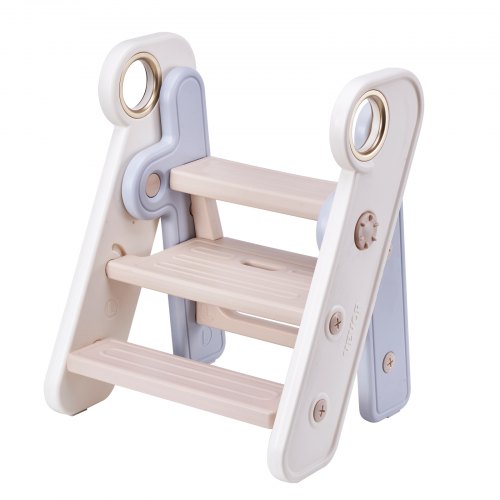 Foldable Toddler Step Stool Adjustable 3 Step to 2-Step Kitchen Stool Gray