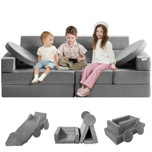 Play Couch, 15pcs Modular Kids Nugget Couch, Toddler Foam Sofa Couch with High-density 25D Sponge for Playing, Creativing, Sleeping, Imaginative Kids Furniture for Bedroom and Playroom