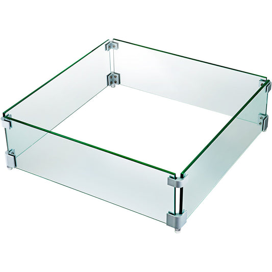 Square Fire Pit Wind Guard, 19" x 19" x 6" Glass Flame Guard, Fire Wind Guard Fence with 5/16 Inch Thickness Clear Tempered Glass and Non-Slip Feet, for Propane, Gas, Fire Pits Pan/Table