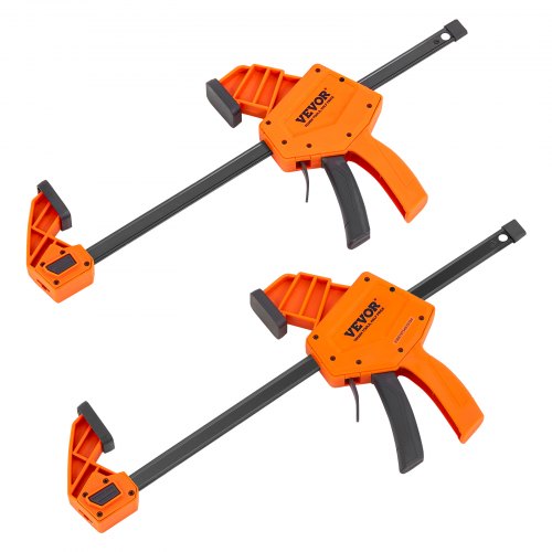 Bar Clamps for Woodworking, 2-Pack 12" One-Handed Clamp/Spreader, Quick-Change F Clamp with 300 lbs Load Limit, High-strength Plastic and Carbon Steel, Wood clamps for Woodworking Metal working