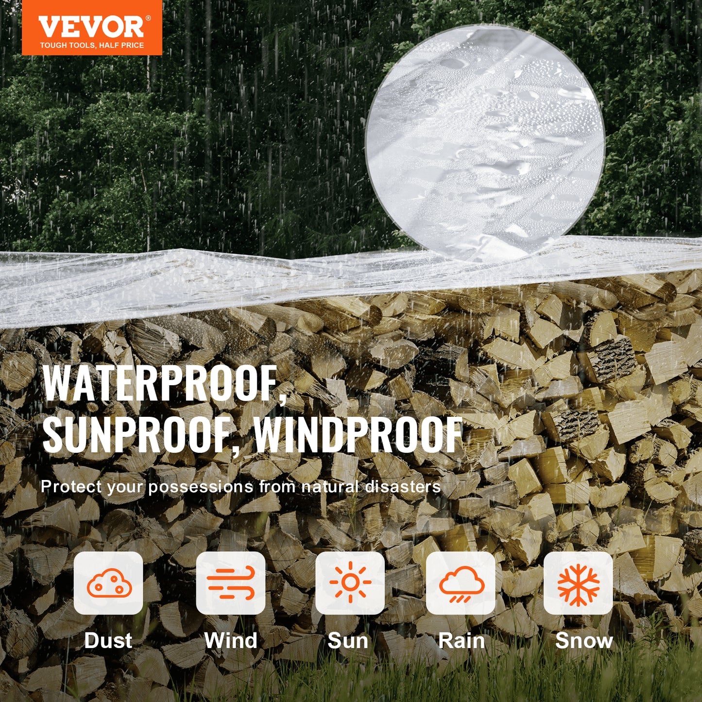 Clear Vinyl Tarp 9.8 x 13.1 ft Clear Vinyl Patio Enclosure with Grommets