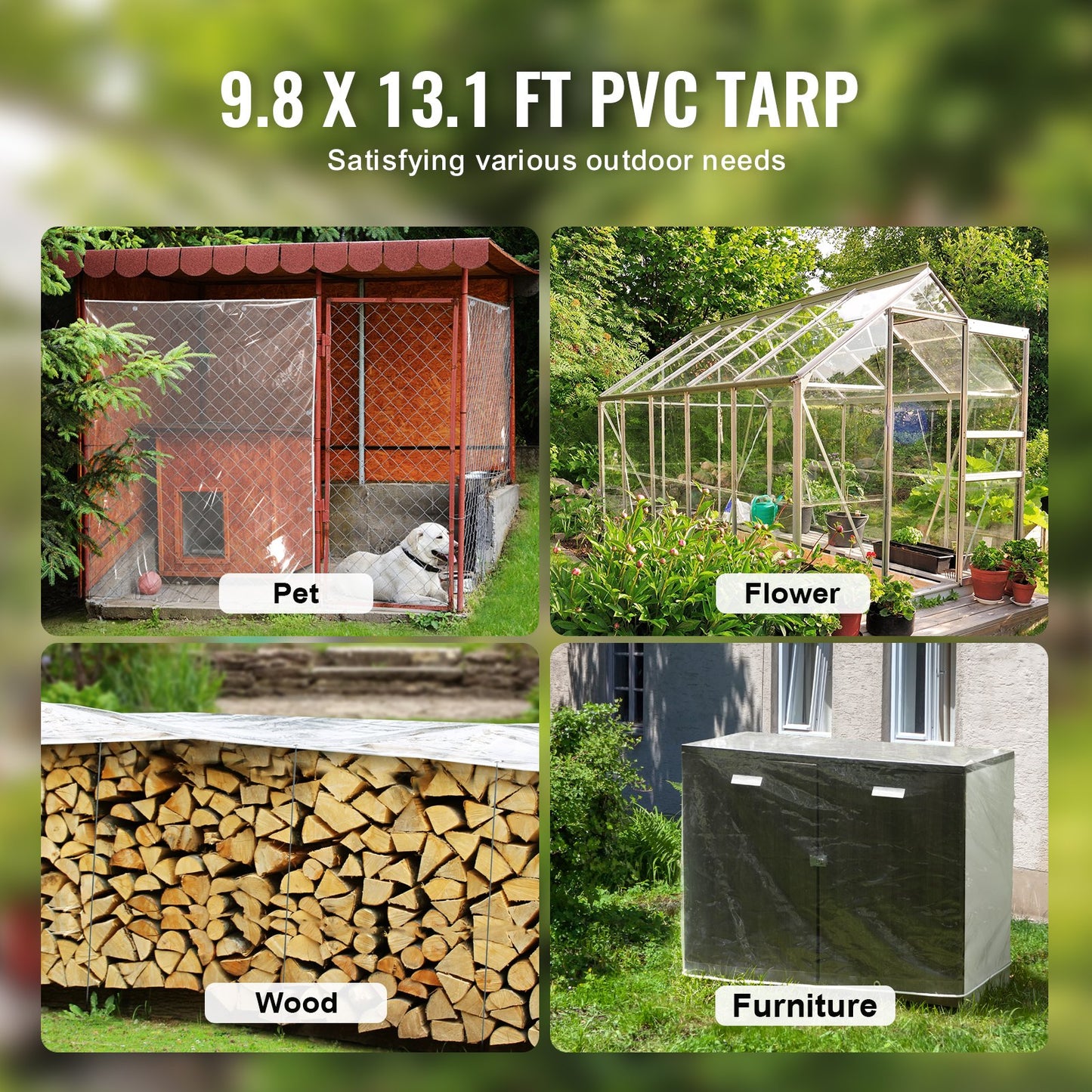 Clear Vinyl Tarp 9.8 x 13.1 ft Clear Vinyl Patio Enclosure with Grommets