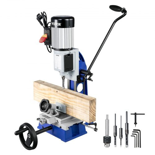 Woodworking Mortise Machine, 1/2 HP 1400RPM Powermatic Mortiser, With Movable Work Bench Benchtop Mortising Machine, For Making Round Holes Square Holes Or Special Square Holes In Wood