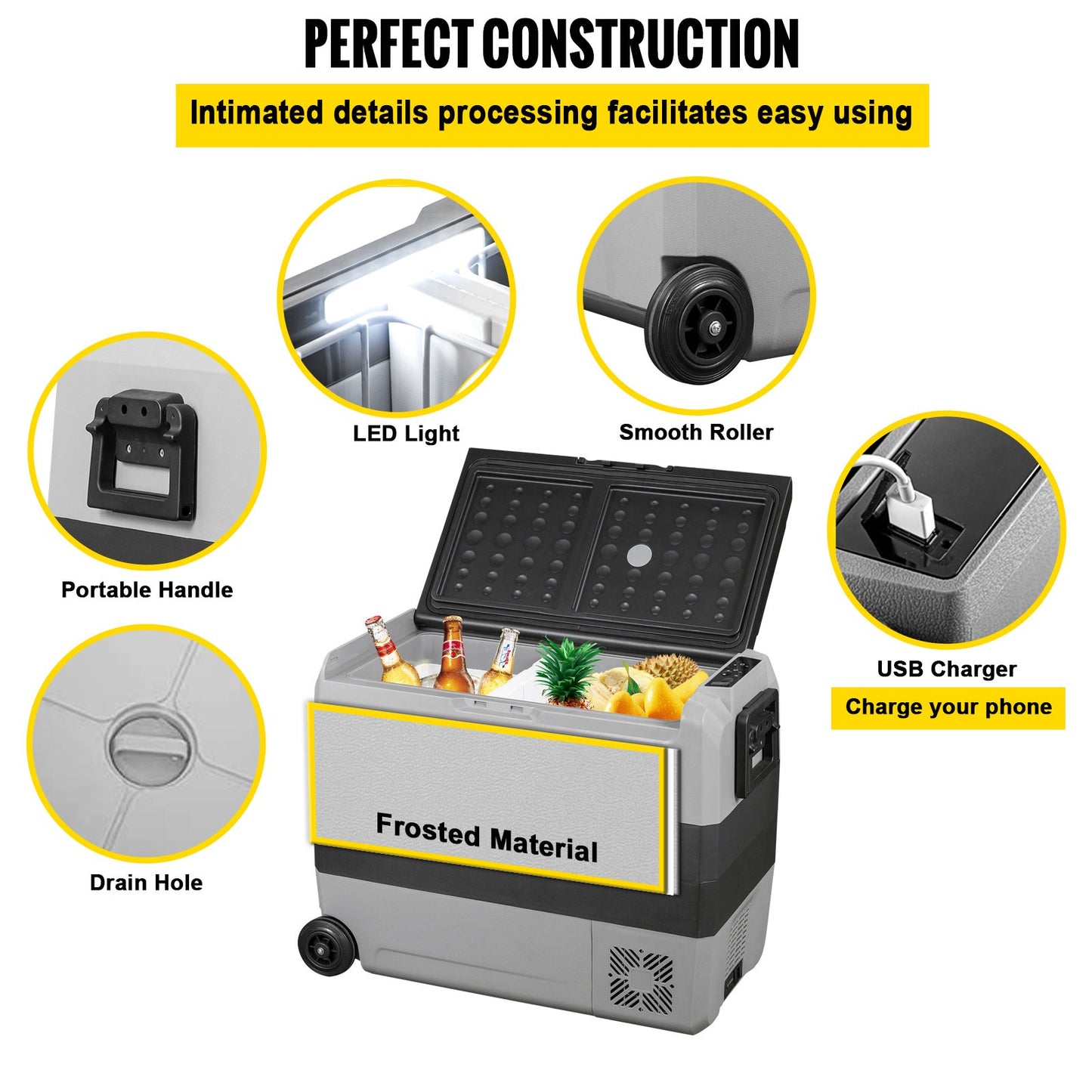 12 Volt Refrigerator, 63 Qt, Dual Zone Car Fridge Freezer w/ App Control & Wheels, 12/24V DC & 100-240V AC Electric Compressor Cooler for Car Truck Vehicle RV Boat Outdoor & Home Use