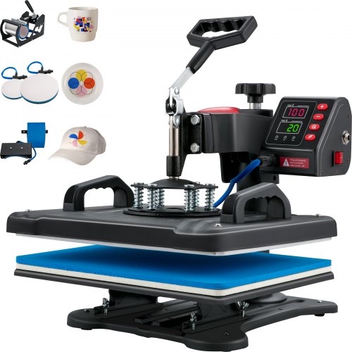 Heat Press, 5 in 1 Heat Press Machine Machine 12x15, Clamshell Sublimation Transfer Printer Fast Heat-up, Digital Precise Temperature Control, Vinyl Heat Press for T-Shirt Plate Mug Cup, 1250W
