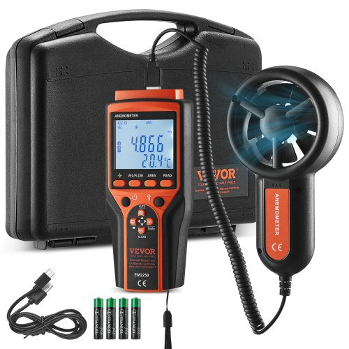 Split Handheld Anemometer, 14℉-140℉, Digital Wind Speed CFM Meter Gauge with LED Backlight Screen, Measures Wind Velocity Wind Temperature Air Flow Wind Chill, for Sailing Surfing Flying HVAC