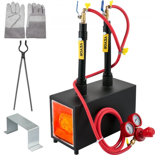 Gas Propane Forge Furnace Burner Portable Dual Burners Metal Tool Making