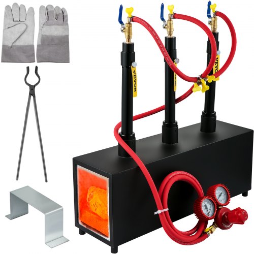 Gas Propane Forge Furnace Burner Portable Three Burners Metal Tool Making